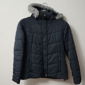 Columbia Women's Black Puffer Jacket with Faux Fur Trim